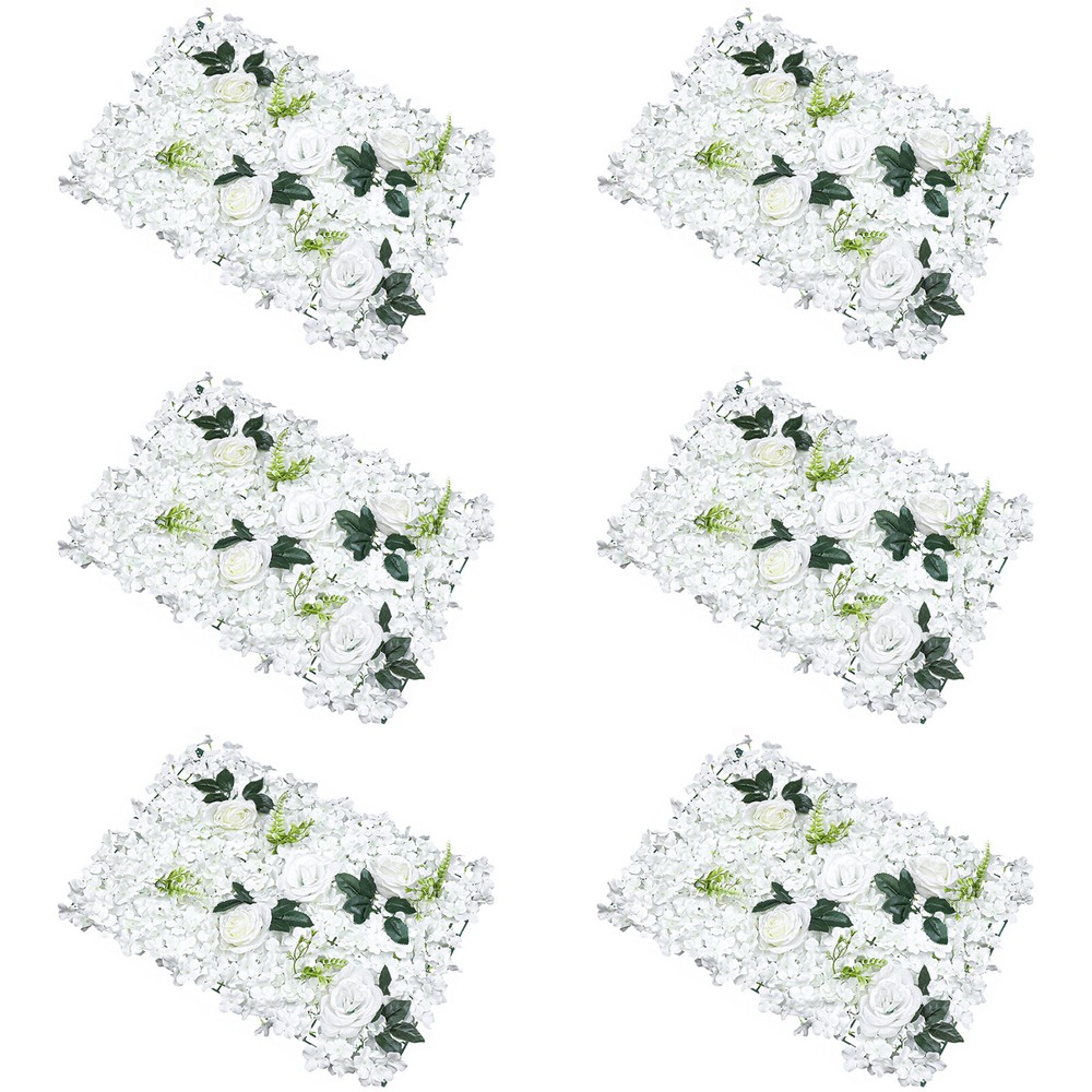 6 Pcs Hydrangea Rose Flower Wall Panel Wedding Party Backdrop Home Decor White
