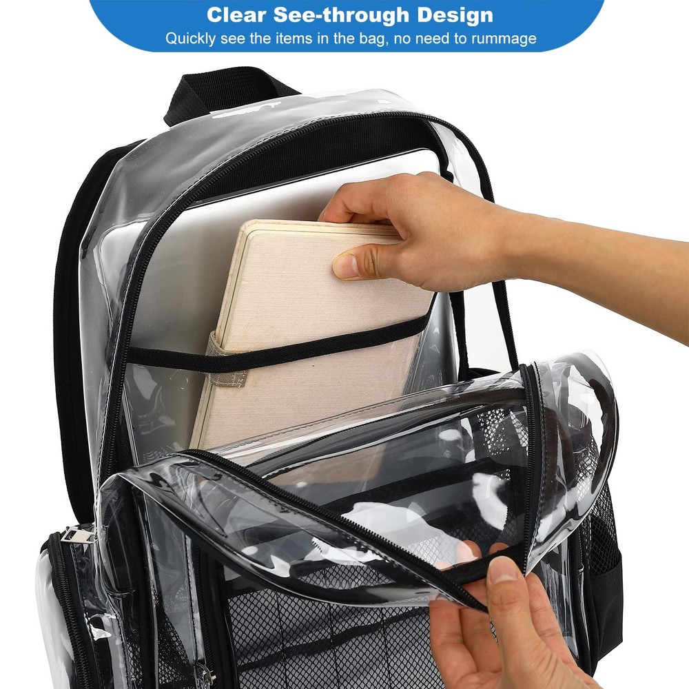 Heavy Duty Clear Backpack School Backpack PVC Transparent Backpacks See Throu...