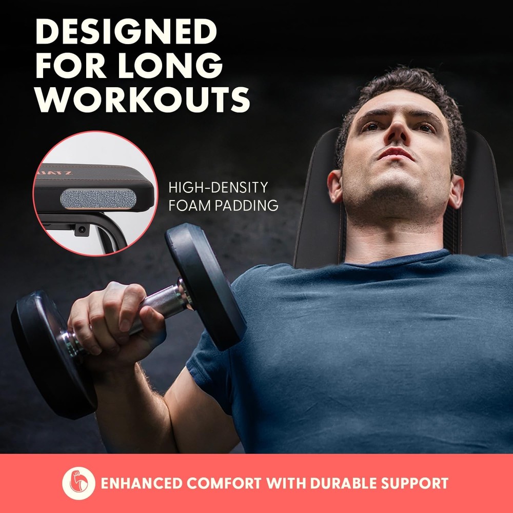 Adjustable Flat Weight Bench For Full-Body Workout Foldable Bench Press For H...