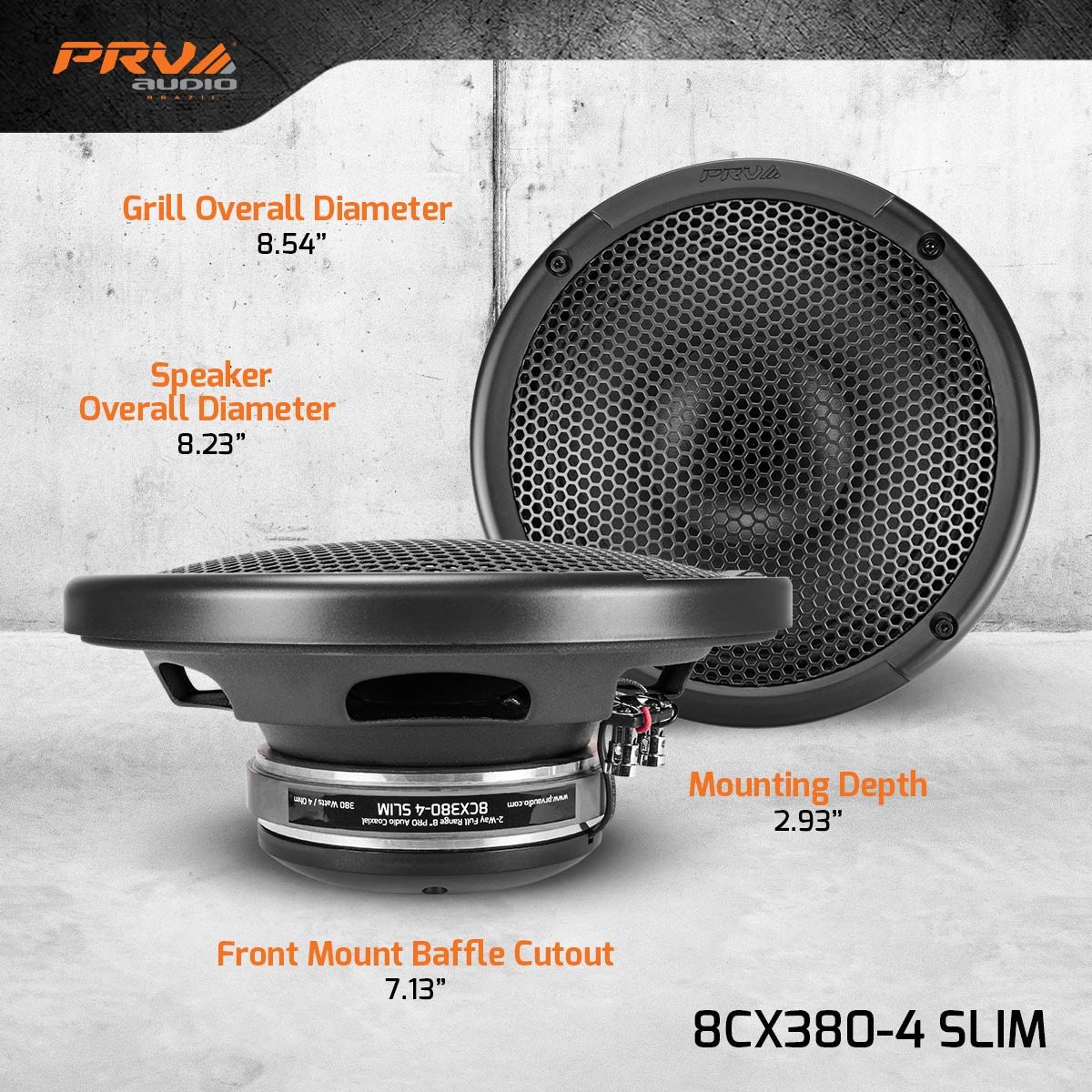 2x PRV 8" 2-Way Coaxial Full Range Speaker 380W 4 Ohm 8CX380-4 SLIM Pro Audio