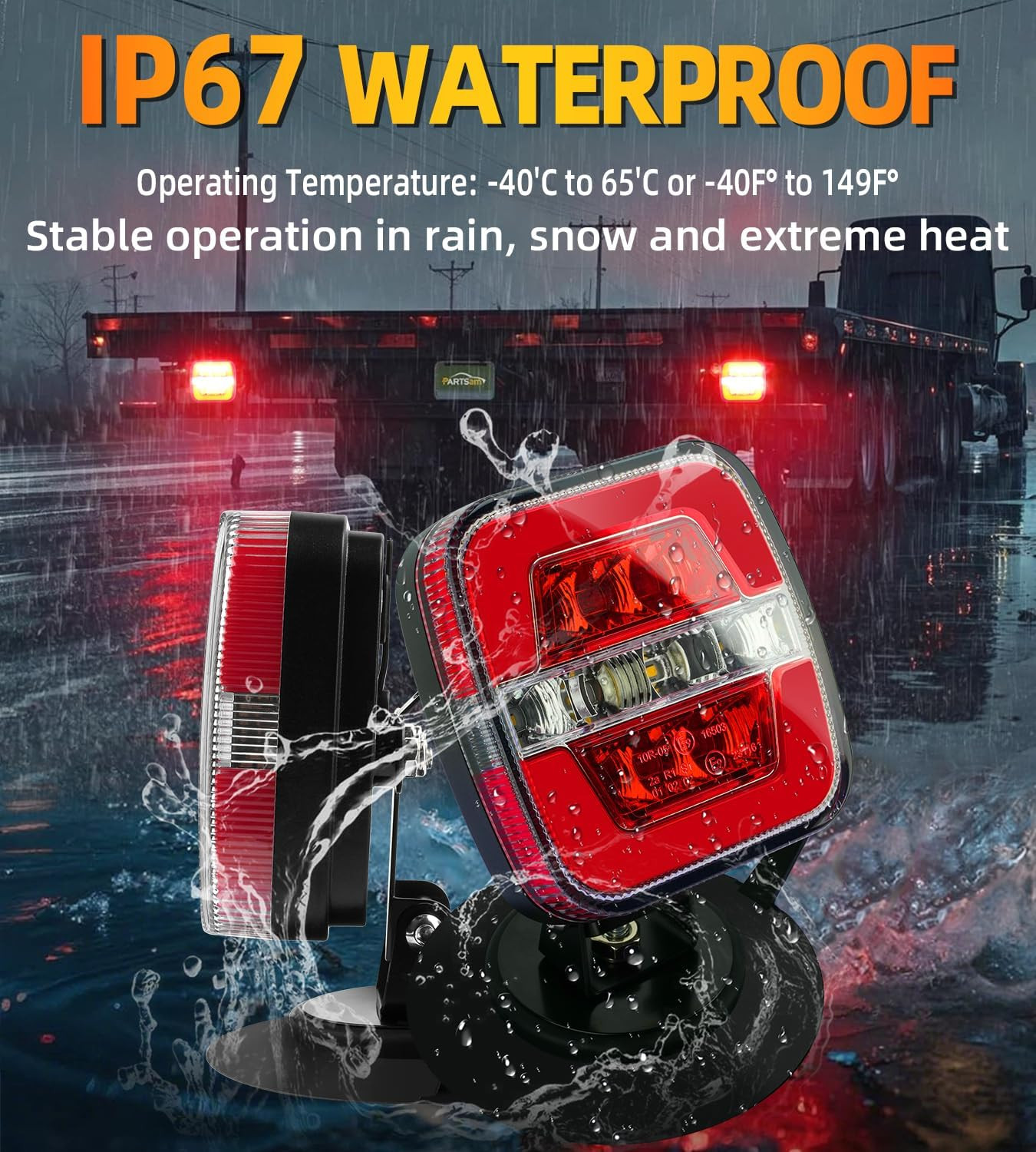 Upgraded Wireless Trailer Lights Magnetic, Rechargeable Tow Light Kit with Adjus