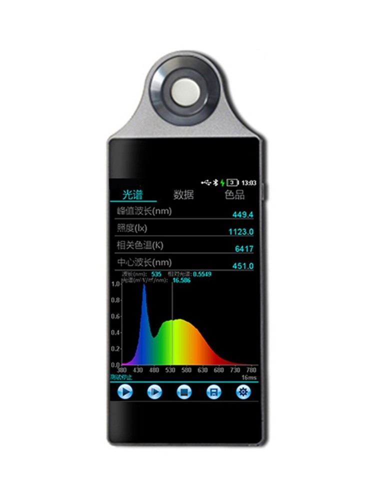 Spectral Illuminance Meter Light Spectrometer with Type-C Interface Touch Screen