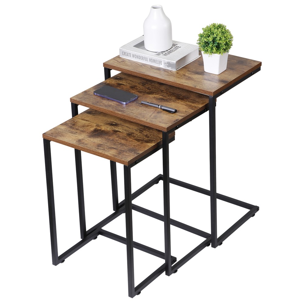 Coffee Table and End Table Set C Shaped Nesting Coffee Table For Bedroom Couch