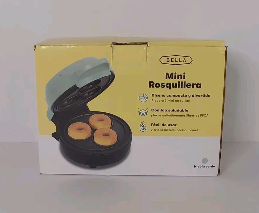 Bella Mini Donut Maker Non-Stick Easy Compact Design Makes 3 Donuts NEW IN BOX