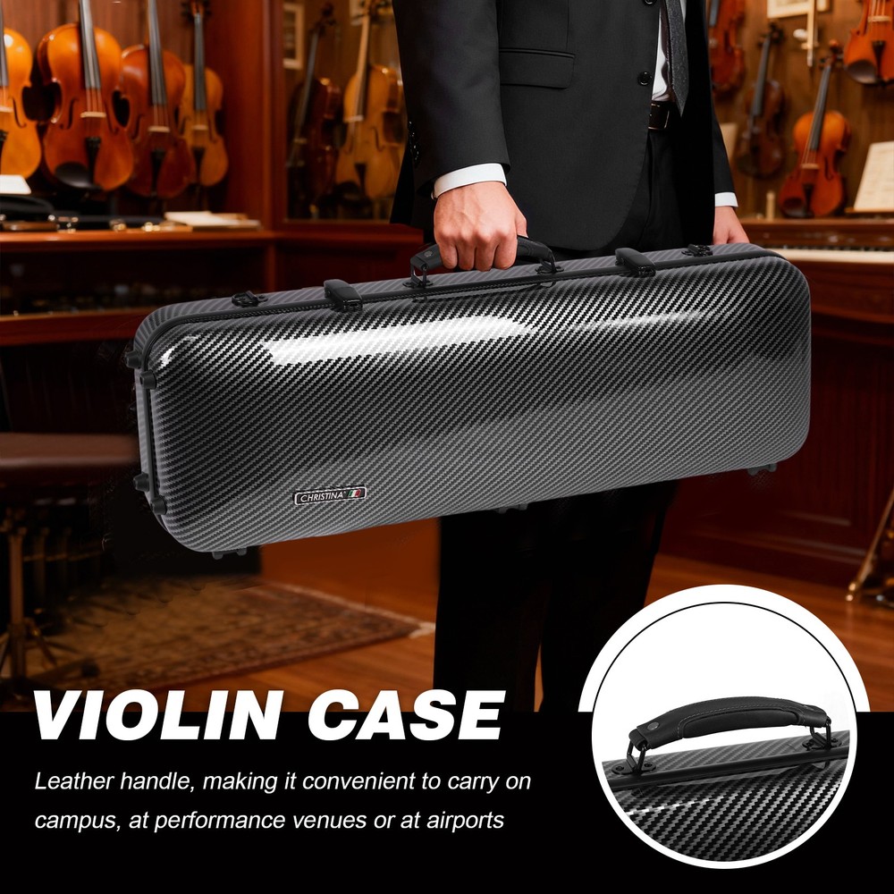 Hard Shell Violin Case for 4/4 Size with Handle Oblong Violin Box for Daily Use