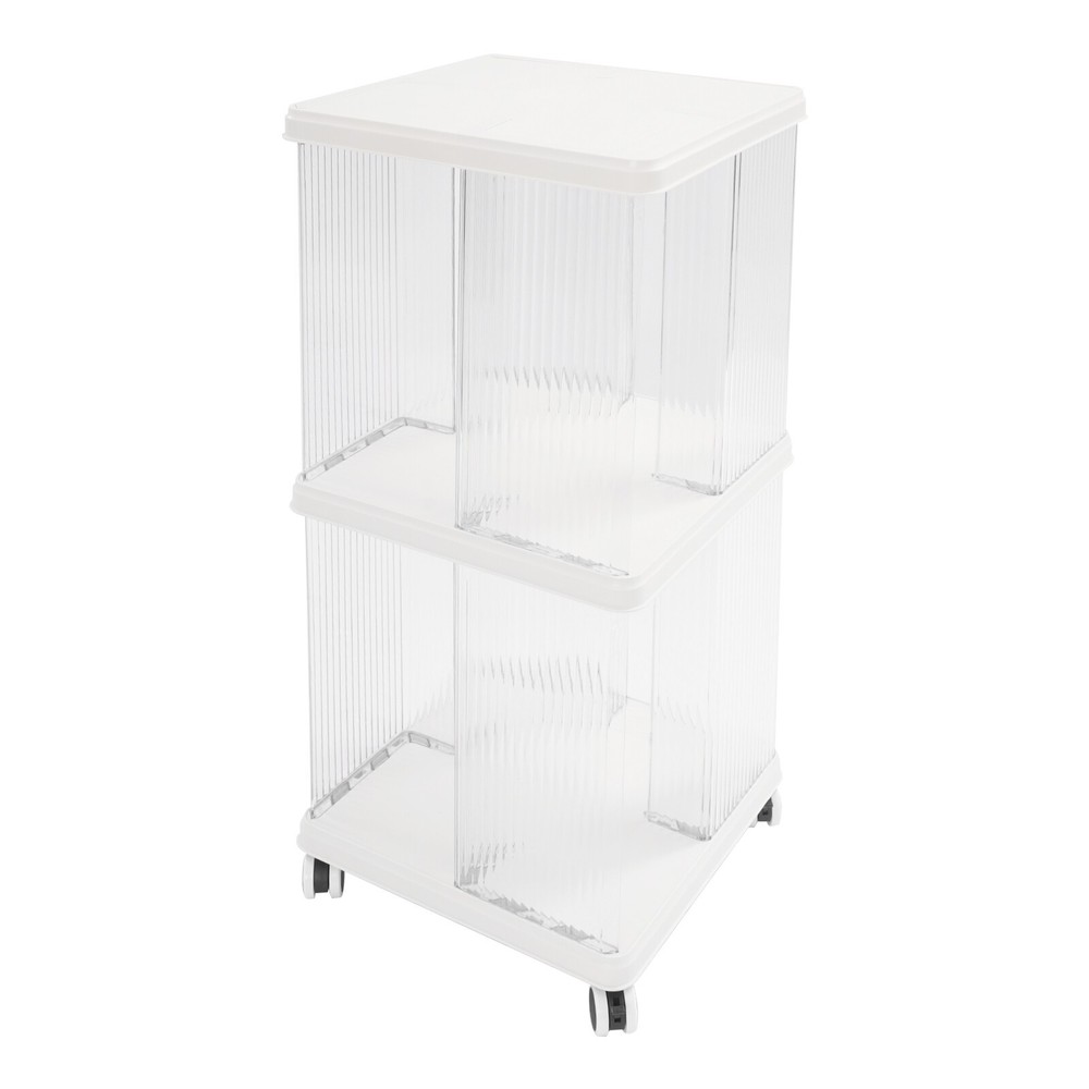 Rotating Bookshelf 2-Tier Bookcase Storage Shelf /Freestanding Display Rack