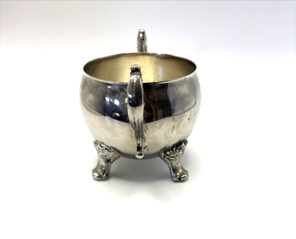 Vintage Silver Plated Open Sugar Bowl Footed Double Handle