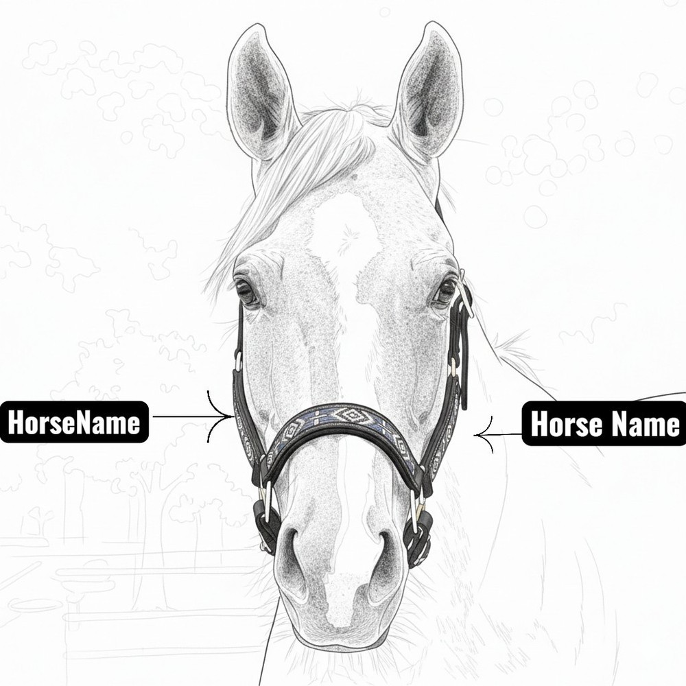 Horse Leather Halter, Custom Name | 1" Padded Adjustable | 4 Colors Available.