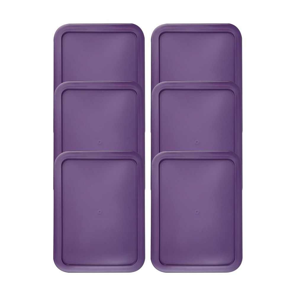 Replacement Lids for Pyrex 7210-PC 3-Cup Rectangle Purple 5.75x7.75" 6-Pack