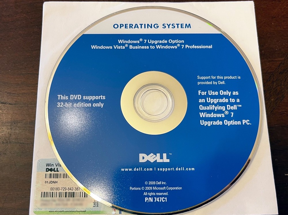 Dell Reinstallation / Upgrade DVD Windows 7 32bit - CD ONLY