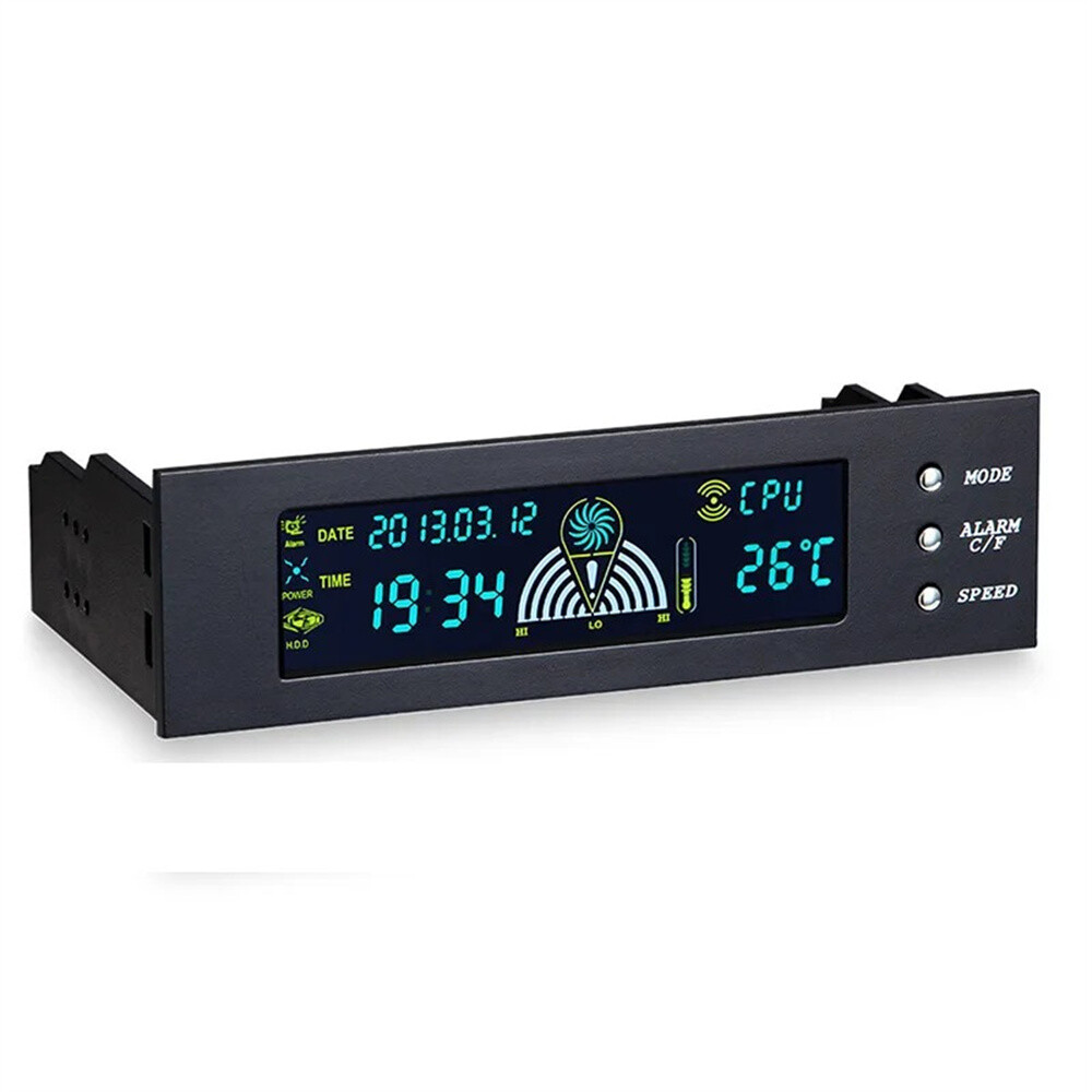 5.25 Inch PC Computer Front Panel LCD 3 Fans Speed Temperature Sensor Controller