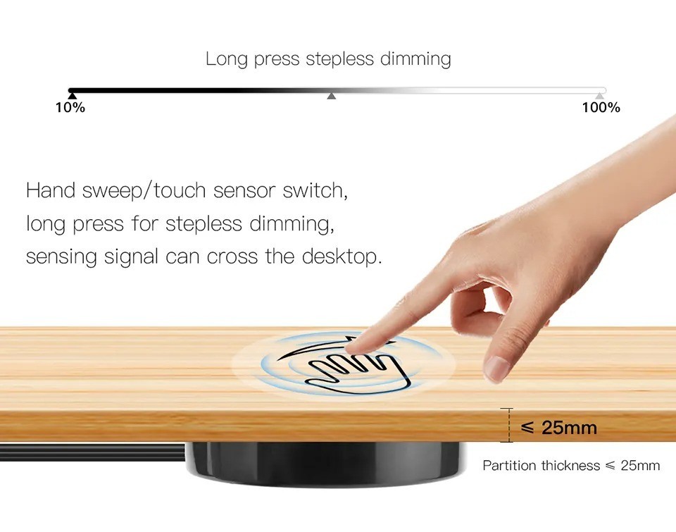 Wooden Panel LED Sensor Dimmer Switch Hidden Switch Touch Switch Mirror