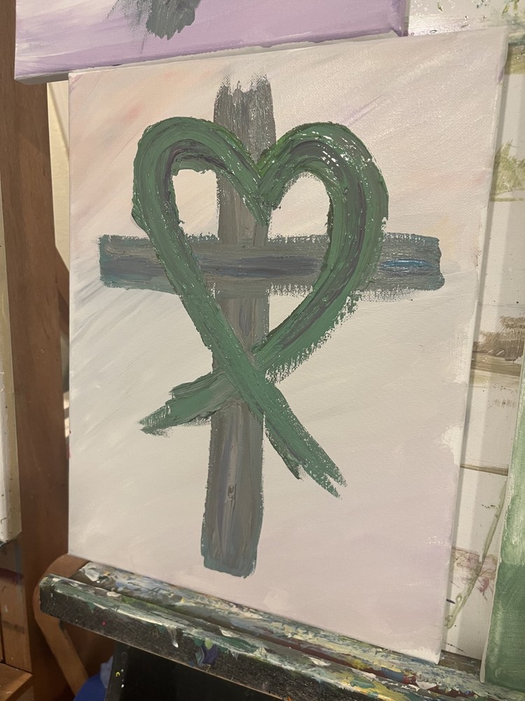 BLESSED#1224 Cross Easter 11x14 Original Canvas Abstract Art