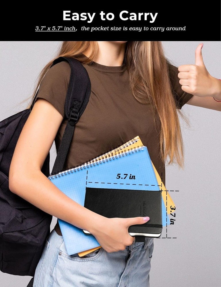 AISBUGUR Pocket Notebook Small Notebook 2-Pack, 3.5" x 5.5" Pocket Notebooks Har