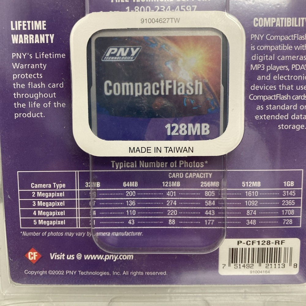 PNY Technologies 128MB Compact Flash Memory Card For Camera NEW SEALED