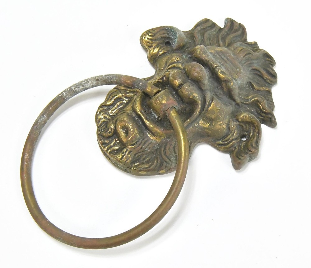 VINTAGE BRASS DOOR KNOCKER NORTH WIND MAN DESIGN DRAWER PULL