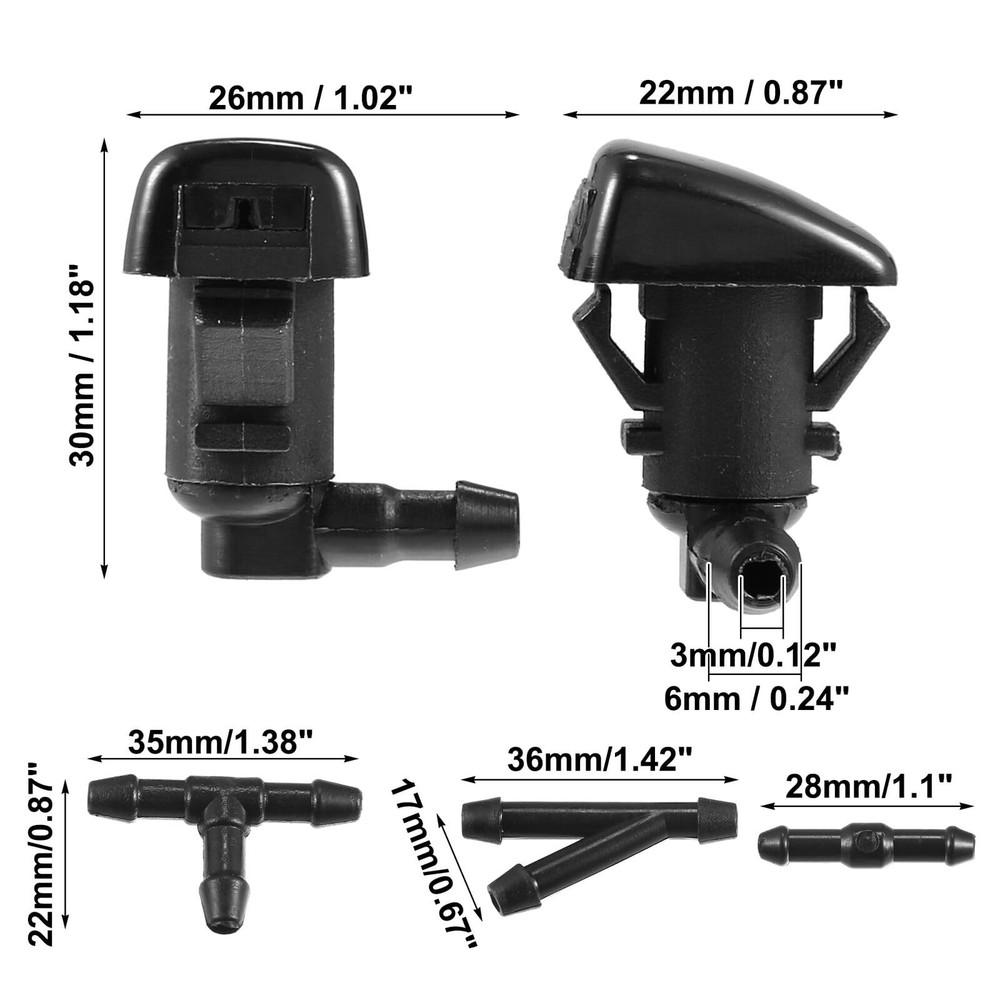 Click&Fit Windshield Washer Nozzles 2PCS replacement for Cadillac CTS Black
