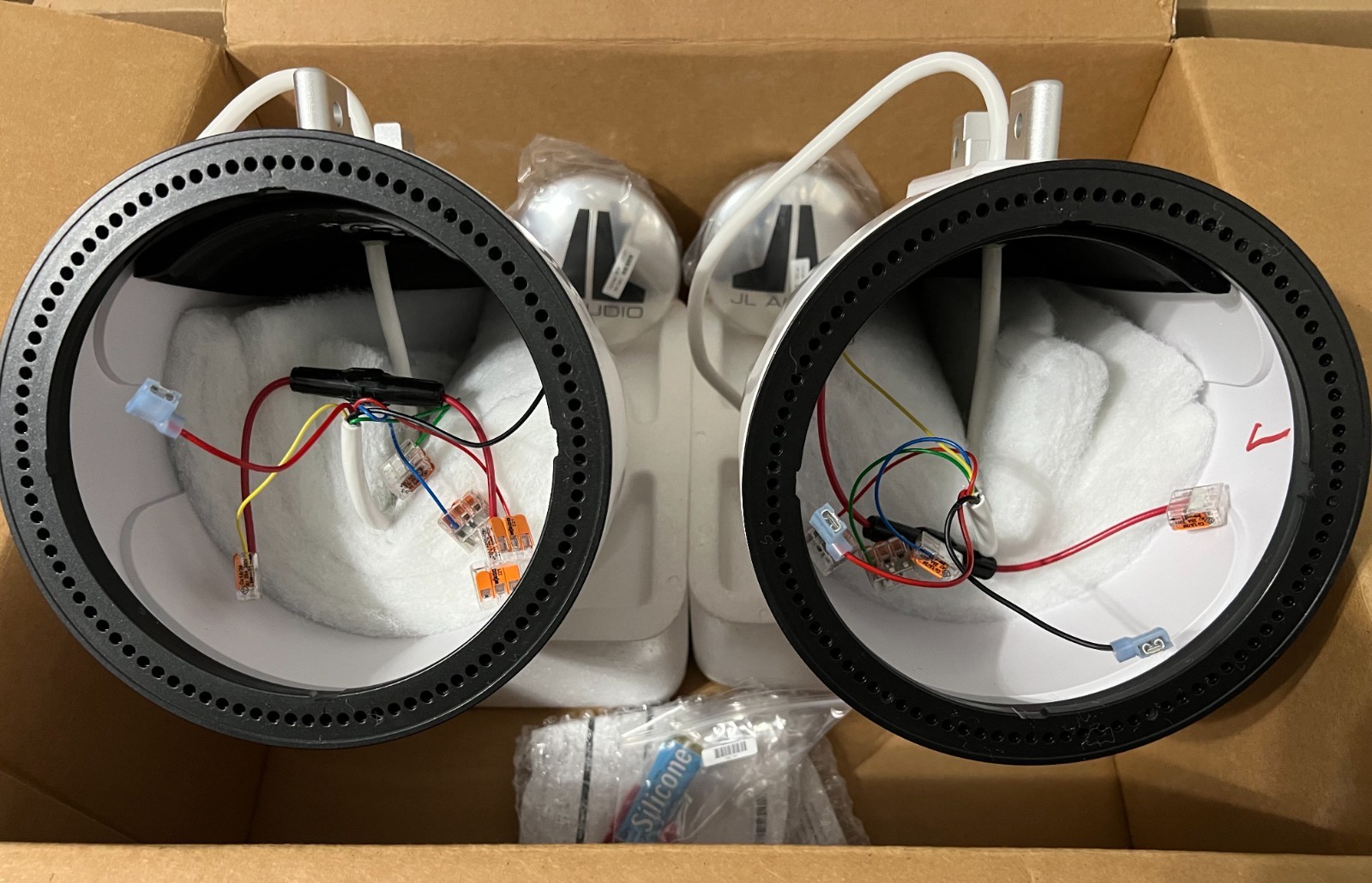 JL Audio 7.7" Enclosed Wake Tower Speaker Enclosures Empty Pair w/o clamps