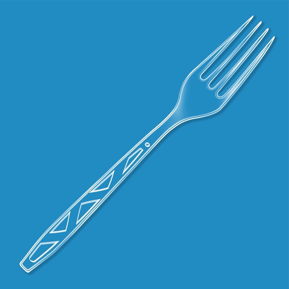 Amazon Basics Disposable Clear Plastic Forks, Premium Quality, 100 Count, Large
