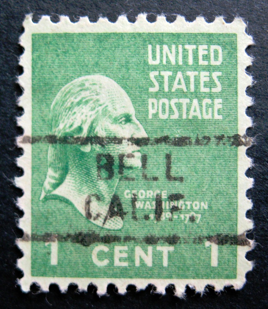 Sc # 804 ~ 1 cent Washington Issue, Precancel, BELL CALIF. L1