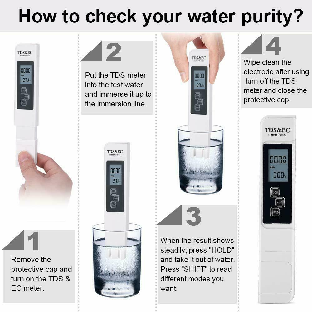 PH Meter Digital TDS Meter EC&Temperature Water Quality Tester for Drinking,Pool
