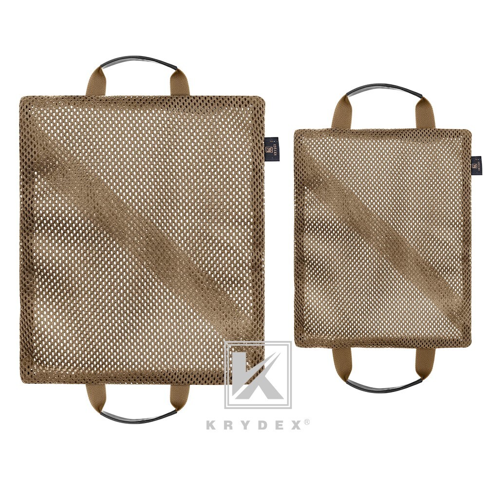 KRYDEX 2pcs Tactical Mesh Pouch Set Modular Storage Organizer Pockets Coyote
