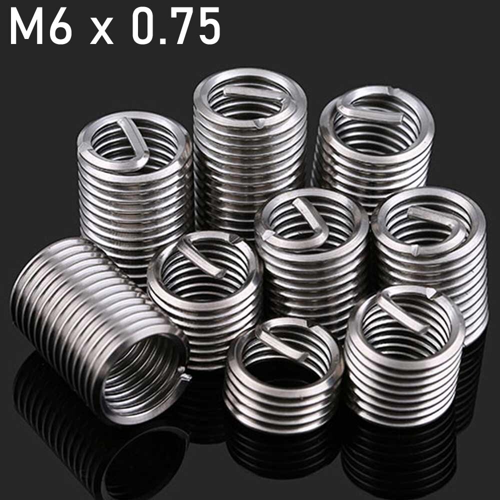 M6 x 0.75 Fine Thread Stainless Steel Wire Insert Thread Repair Inserts Metric