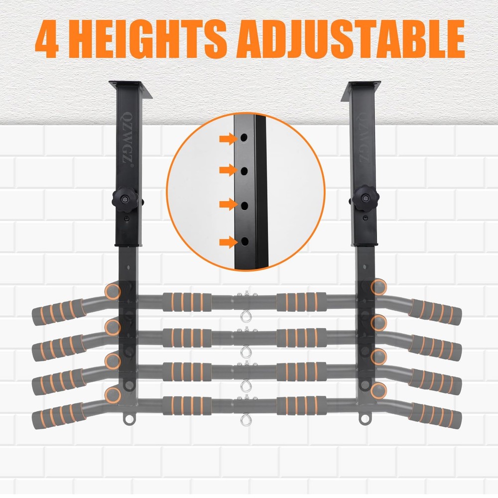 Height Adjustable Pull Up Bar, Heavy Duty Pull Up Bar, BarMount, Ceiling Moun...
