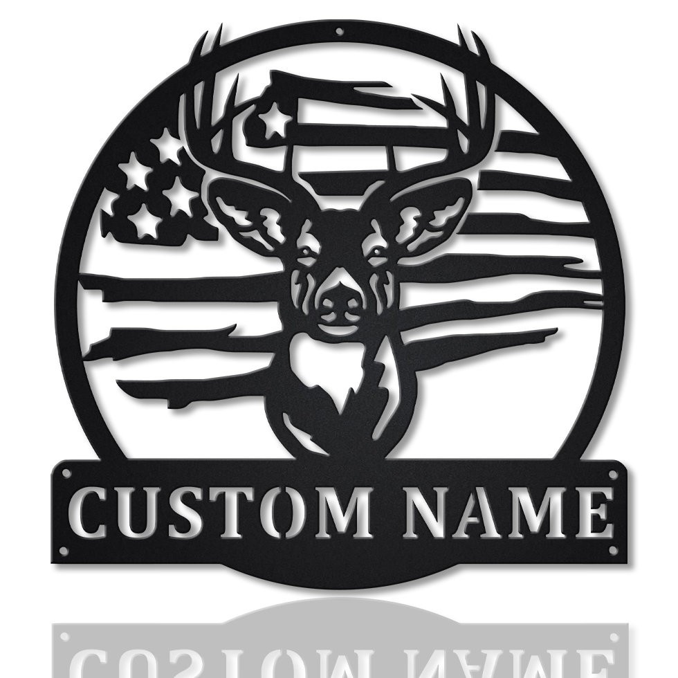 Personalized Deer Hunter Metal Sign LED Light Wall Decor