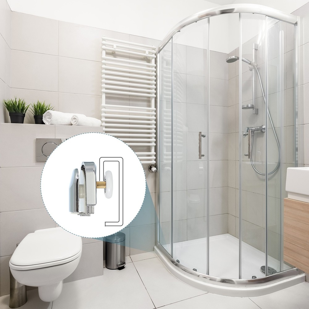 2Pcs 23mm Single Shower Door Rollers Copper Bottom Wheels Pulleys Guide Silver