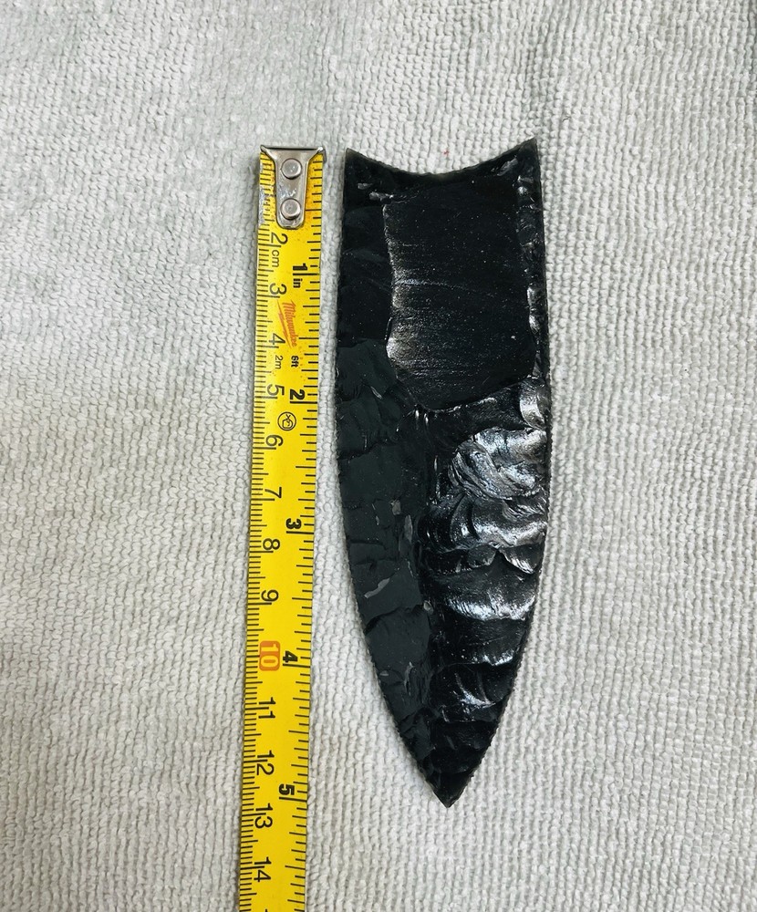 5” 1/8 Utah Black Obsidian Clovis Arrowhead.