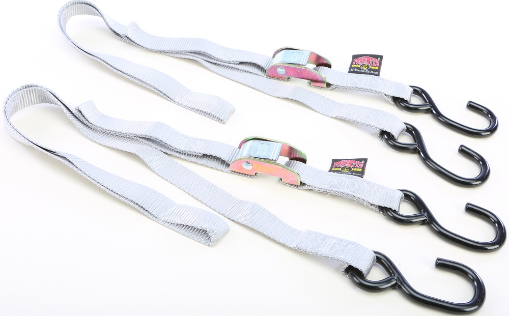 POWERTYE TIE-DOWN CAM S-HOOK 1"X5.5' SILVER PAIR