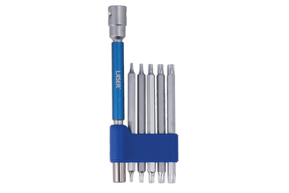 Laser Tools Interchangeable 3-Way T-Handle Spinner & Star Bit Set - 6pc 9115