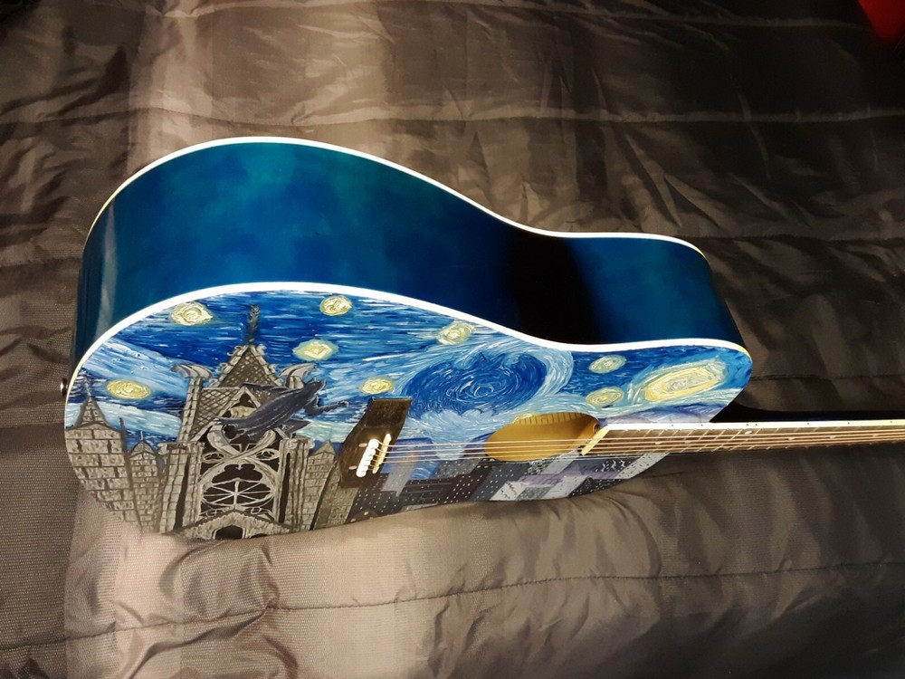 Starry Knight Guitar, Hand-painted custom artwork