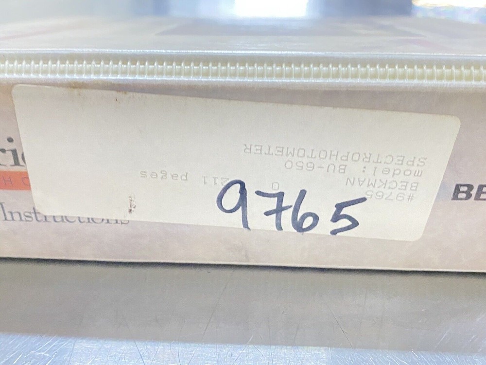 Beckman DU Series 600 Spectrophotometer - Users Guide / Instruction Book