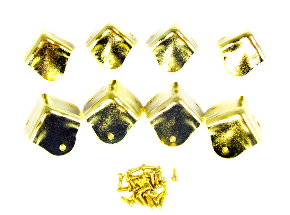 8pc. Square Brass-plated Box/Cabinet Corners - a great project accent!