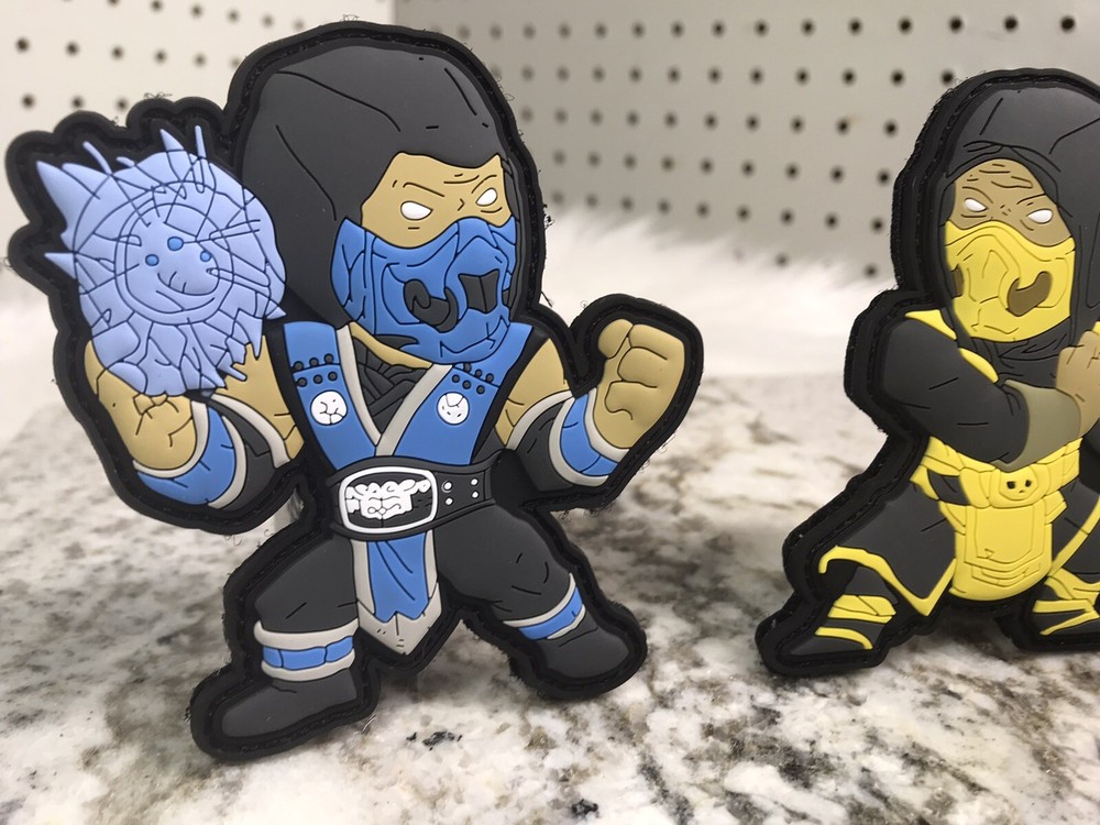 Scorpion & Sub-Zero Mortal Kombat PVC Morale Patch Hook N Loop Tactical Set New