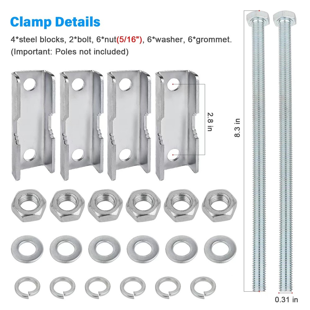 2 Sets Antenna Mast to Clamp Bracket Kit with V 2 Sets, 2*Mast