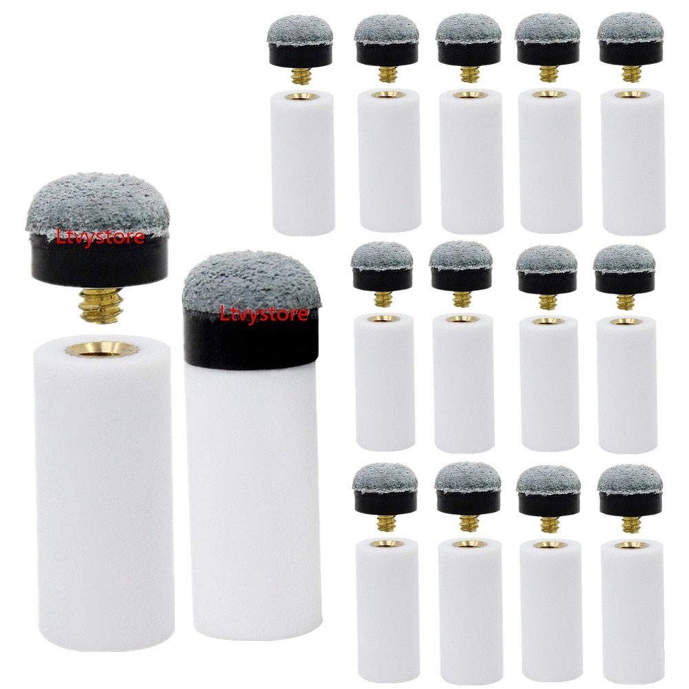 30 Pack 13mm Soft Grey Billiard Cue Tips - Durable Screw-On Pool Cue Replacement