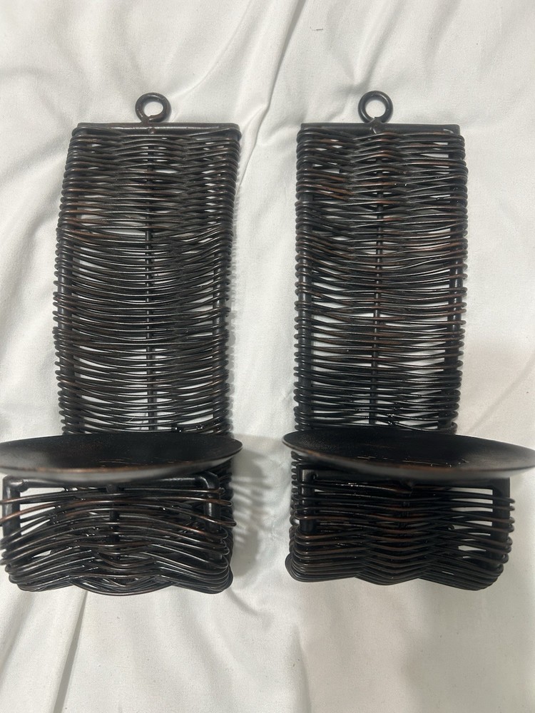Sconces Weaved Wrought Iron Dark Brown Wall Sconces