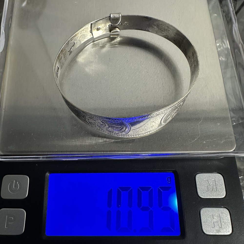 Old Engraved Adjustable Napkin Ring Not Monogram Chester JS Sterling Silver Cuff