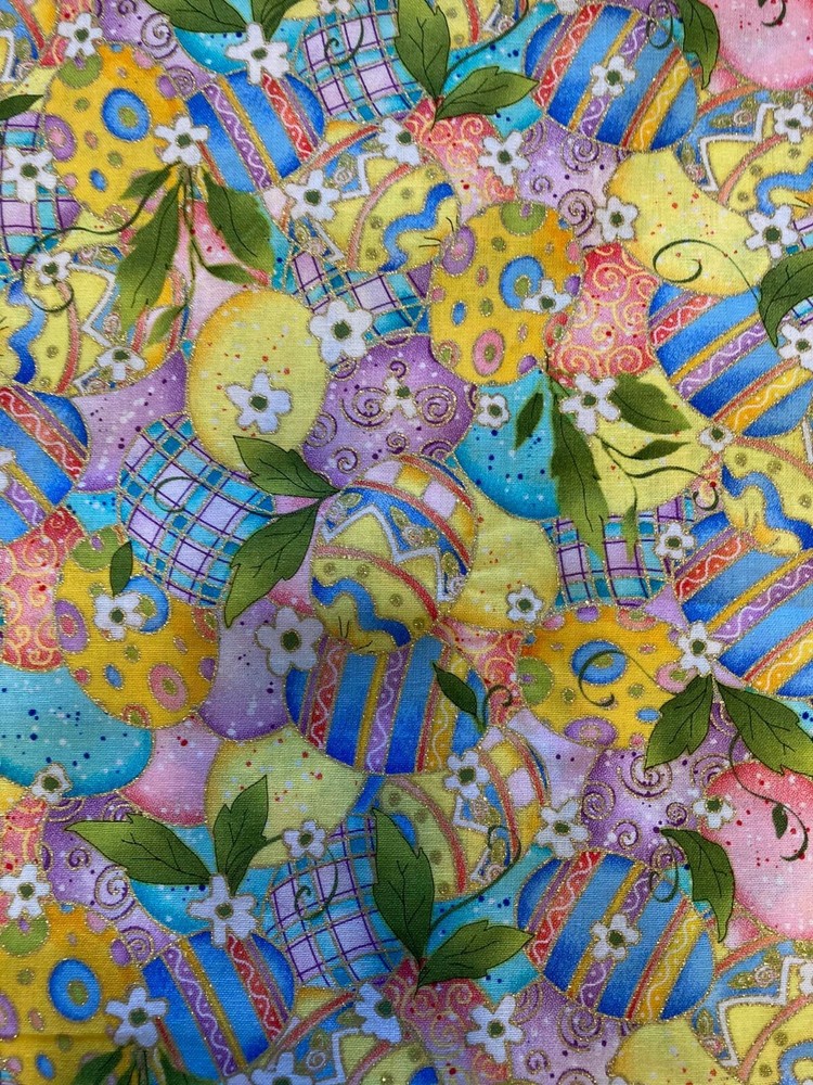 Easter Egg Collage on Easter Background.Pleated.Reuse.Cotton.Mask.