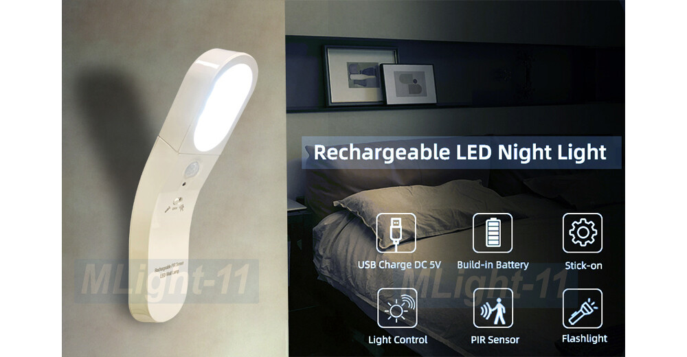 Premium LED Motion Sensor Light Flashlight Night Light DC 5V USB Rechargeable