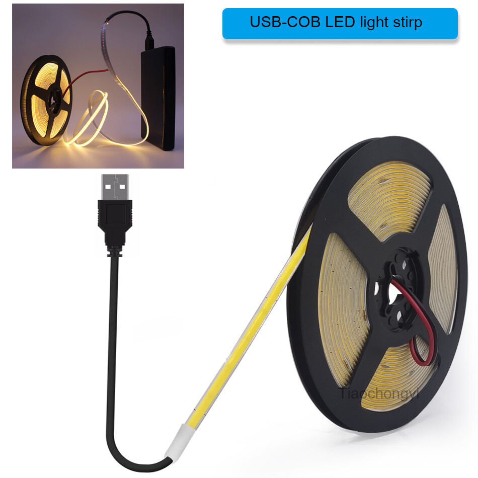 5mm 5V COB led light strip 320leds/m USB Plug High Density Linear Lighting LED