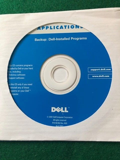 Dell Backup: Dell-Installed Programs P/N 9E396 Rev A0, 2001