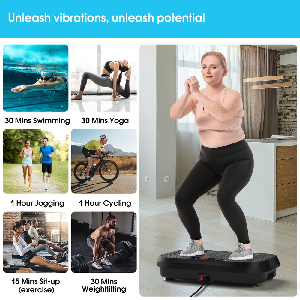 SoftGym Vibration Plate Exercise Machine for Lymphatic Drainage,Power Black