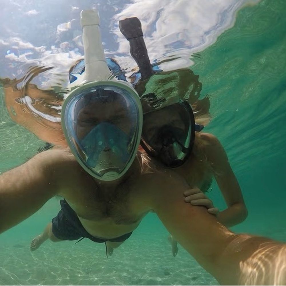 SEE REEF Black Full Face Snorkel Mask with Case