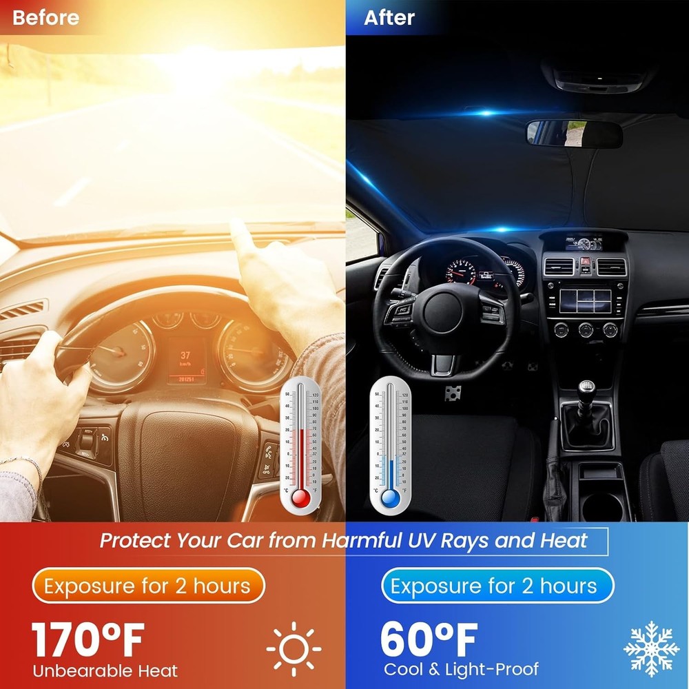 Windshield Sun Shade - Windshield Sun Shade Foldable Offers Ultimate Protection