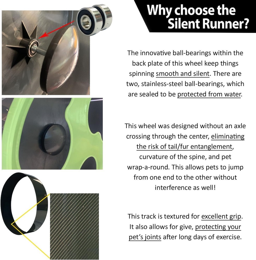 Whisper-Silent 9" Hamster Exercise Wheel + Adjustable Stand & Cage Attachment