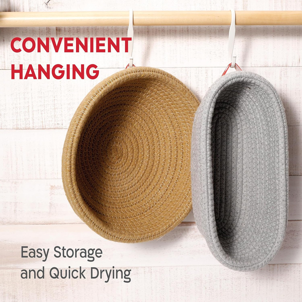 Cotton Rope Banneton Bread Proofing Basket Set, Oval & round Bread Baskets with